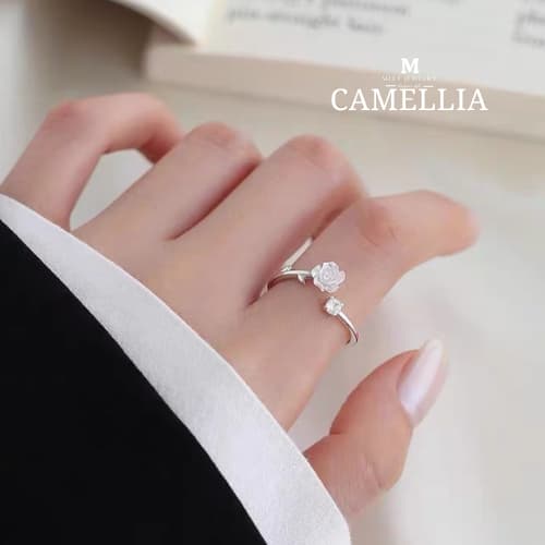 MEET💕แหวนเงินแท้ Camellia แหวนผู้หญิง แหวนเงินแท้ แหวนปรับข