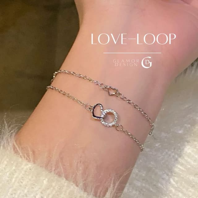GLAMOR✨กำไลข้อมือเงินแท้ Love-Loop สร้อยข้อมือเชื่อมโยงความร