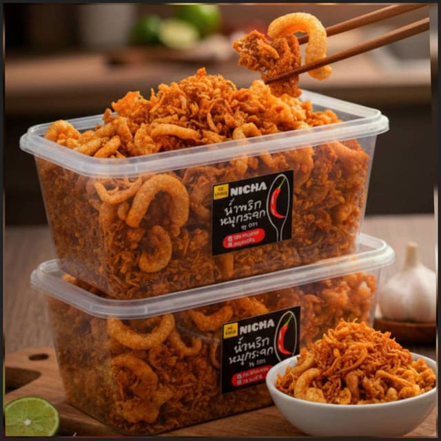น้ำพริกหมูกระจกbyนิชา  ขนาด300กรัม กินกับข้าวสวยร้อนๆอร่อยเข