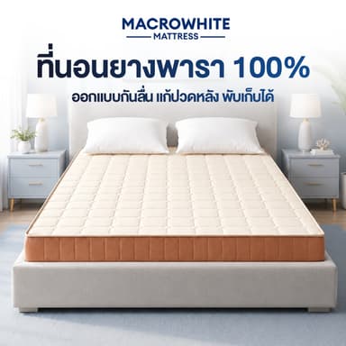 ที่นอนยางพาราแท้ 100% หนา 3.5 นิ้ว แก้ปวดหลัง พับเก็บได้ นำเข้าจากประเทศเบลเยี่ยม ส่งฟรี