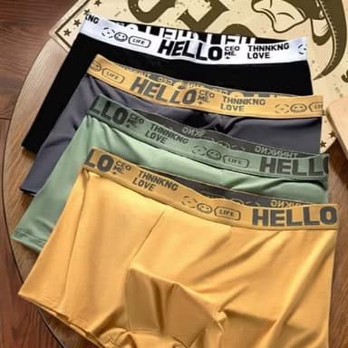 ⚡️ซื้อ1 ได้5 เซ็ตกางเกงใน (บ็อกเซอร์) ชาย Hello ยอดนิยม อินเทรนด์ เป็นมิตรกับผิว สวมใส่สบาย เอวกลางและนุ่ม ชุดชั้นในชาย