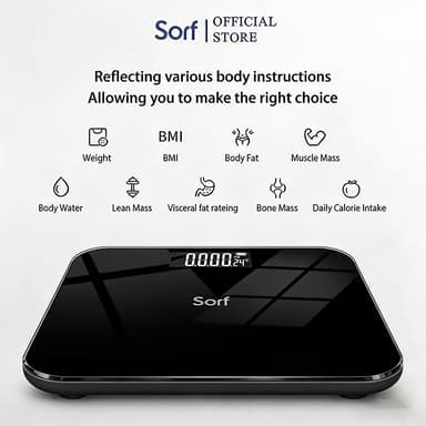 Sorf เครื่องชั่งน้ำหนักดิจิตอล​ Weight Scale​ ตาชั่งน้ำหนัก​ ที่ชั่งน้ำหนัก​ BMI 180KG​ LED​
