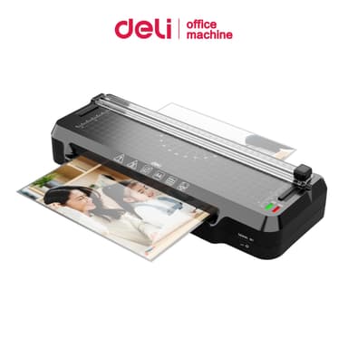 [ฟรีที่ตัดมุม] Deli เครื่องเคลือบกระดาษ A4 300mm/min อุ่นเครื่อง4นาที 2in1 มีแท่นตัดกระดาษ Laminator