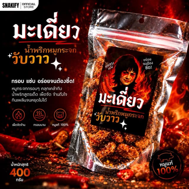 400 กรัม น้ำพริกหมูกระจก วับวาว เผ็ดอร่อยถึงใจ
