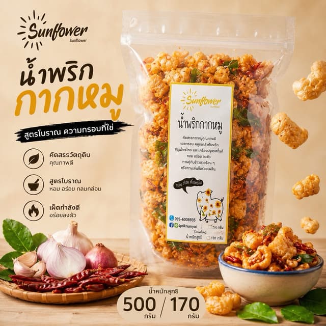 น้ำพริกกากหมู Sunflower