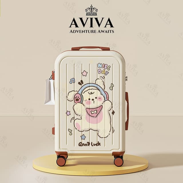 AVIVA กระเป๋าเดินทางลายปั๊ม 20/24 นิ้ว ความจุใหญ่ แข็งแรง ทน