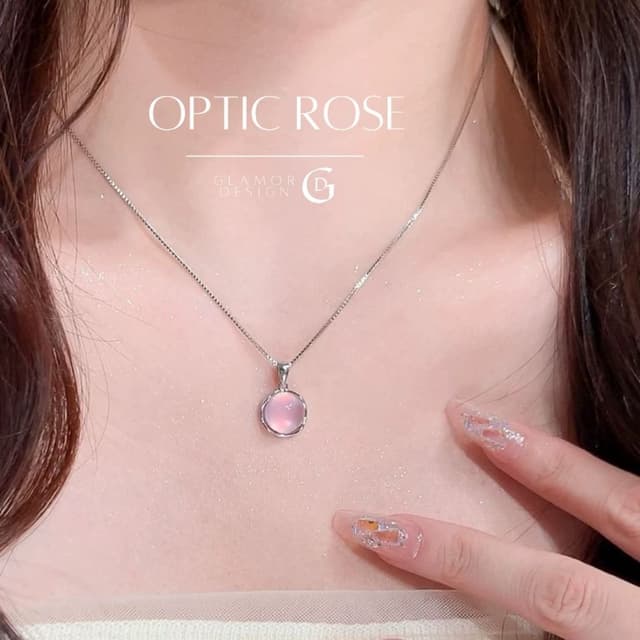 GLAMOR✨สร้อยคอเงิน Optic Rose สร้อยคอเงินแท้925 สร้อยคอคริสต