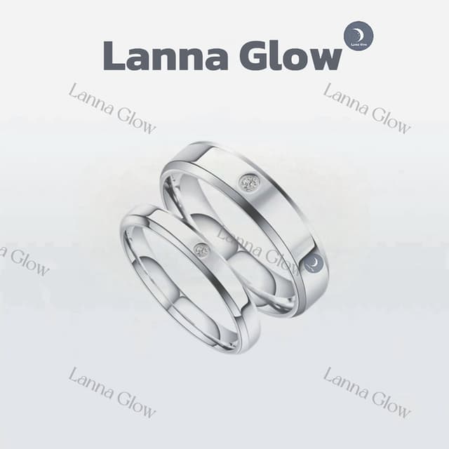 Lanna Glow แหวนเงินแท้ 925 ฝังเพชรสวิส(CZ) กว้าง 4 มิลลิเมตร