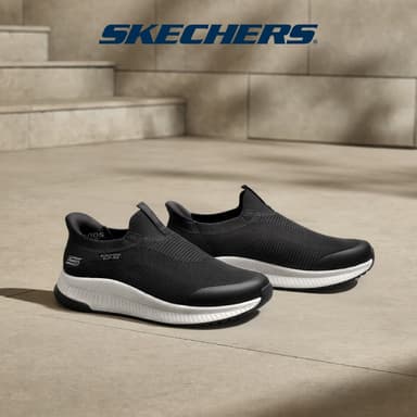 Skechers สเก็ตเชอร์ส รองเท้าลำลองผู้ชาย Men Slip-Ins BOBS Sport Squad 4 Casual Shoes - 118415-BLK (latest)