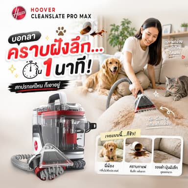 [ประกัน2ปี] Hoover CleanSlate Pro Max เครื่องทำความสะอาดพรม เบาะ และโซฟา พร้อมหัวแปรงหลายแบบสำหรับทุกพื้นที่การใช้งาน