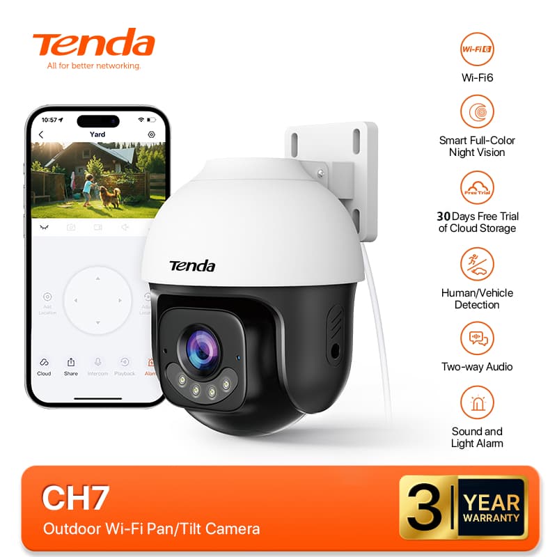 Tenda CH7 กล้องวงจร 4MP WiFi IP Camera Outdoor 2K กล้องไร้สาย Smart Full-Color อินฟาเรด Night Vision https://wayoza.com
