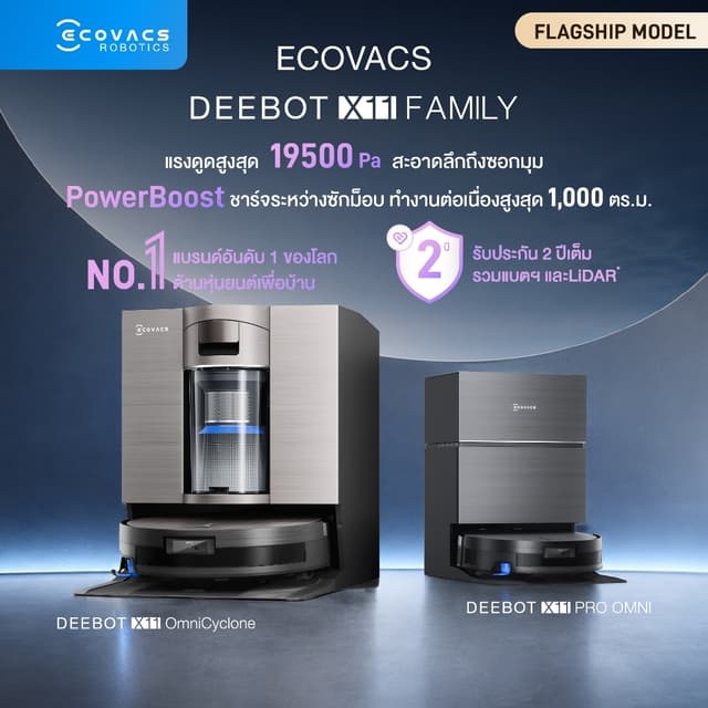 [New!] ECOVACS DEEBOT X11 FAMILY หุ่นยนต์ดูดฝุ่น ถูพื้น อัจฉ