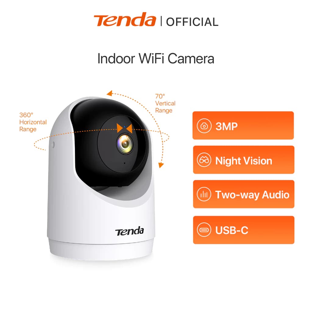Tenda RP3 กล้องวงจรปิดไร้สาย Wifi 3MP IP Security Camera 2K Resolution Pan&Tilt Indoor Night Vision https://wayoza.com