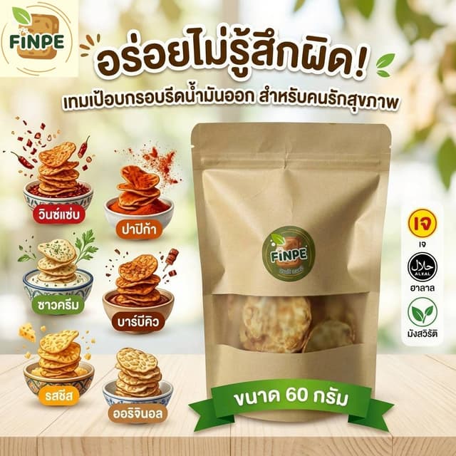 [ ซื้อ 5 แถม 1 ] เทมเป้ทอดกรอบ อบไล่น้ำมัน อร่อยฟิน กินเพลิน
