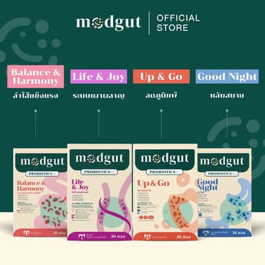 Modgut Probiotics++ ที่ตอบโจทย์ตามอาการ มีทั้ง โพรไบโอติกส์ พรีไบโอติกส์ โพสต์ไบโอติกส์ ขนาด 30 ซอง รูปแบบผง