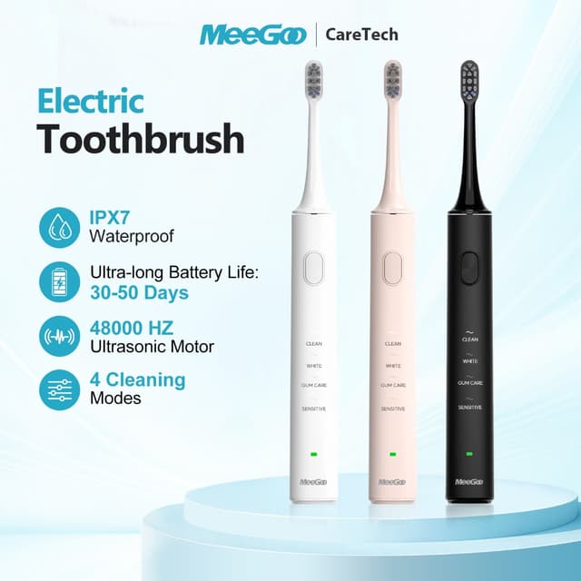 MeeGoo แปรงสีฟันไฟฟ้าโซนิค Sonic Electric Toothbrush 4 โหมด 