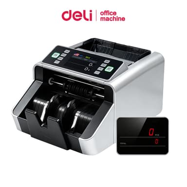 Deli เครื่องนับเงิน เครื่องรับธนบัตร เครื่องนับเงินอัตโนมัติ รวดเร็วนับเร็ว 900 ใบ/นาที Bill counter