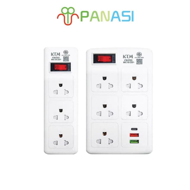 PANASI ปลั๊กไฟ ปลั๊ก3/4/5/6ตา power socket มีช่อง 2 USB พร้อ