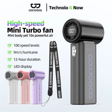 GOOJODOQ Gfs007 พัดลมพกพา 4000mah Type C พร้อมจอแสดงผล พัดลมไอเย็น 100 ระดับ พัดลมมือถือ