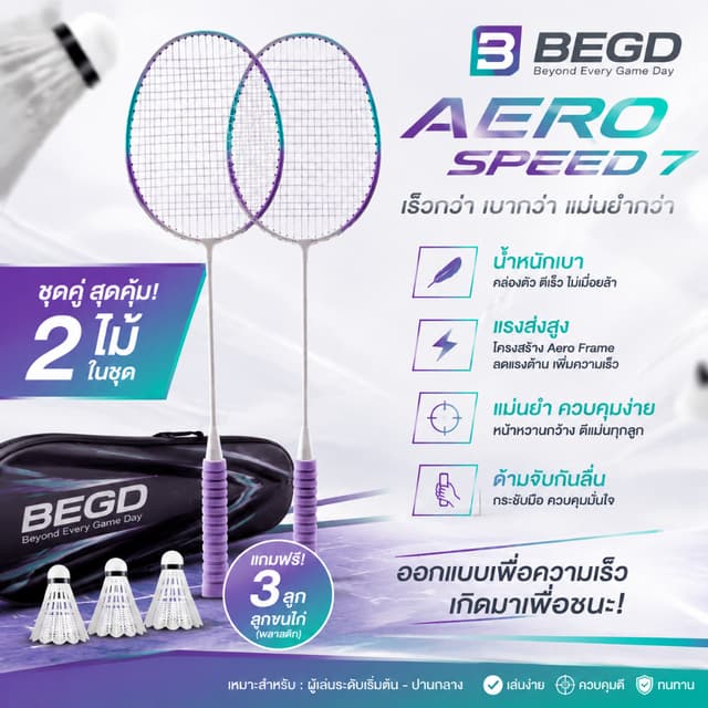 NEW Badminton racket ไม้แบดมินตัน ลูกแบดมินตัน แพคคู่(2ไม้) 