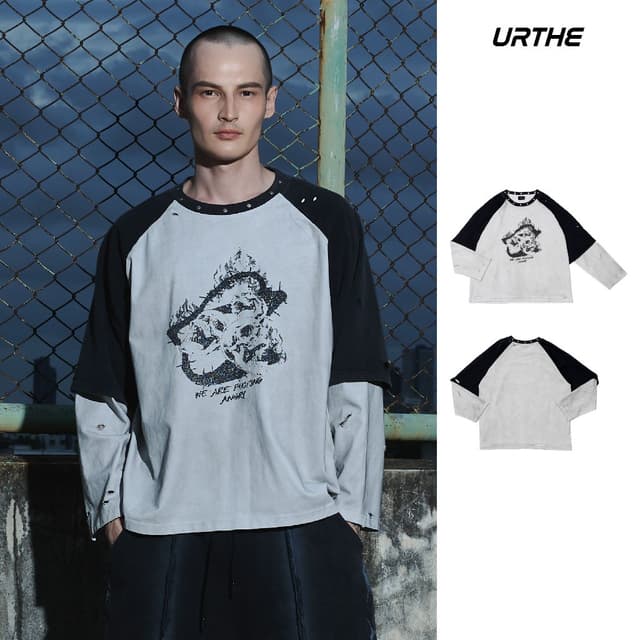 URTHE - เสื้อยืดแขนยาว รุ่น REVOLT DOUBLE SLEEVE RAGLAN T-SH