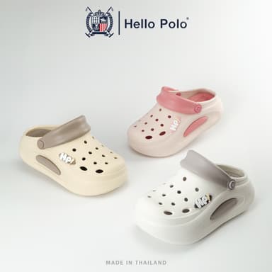 Hello Polo รองเท้ารัดส้นผู้หญิง กันลื่นและทนทาน ใส่สบาย ระบายอากาศดี ส้นสูง 5.5 ซม พื้นนุ่ม พร้อมการ์ตูนน่ารัก HP8059