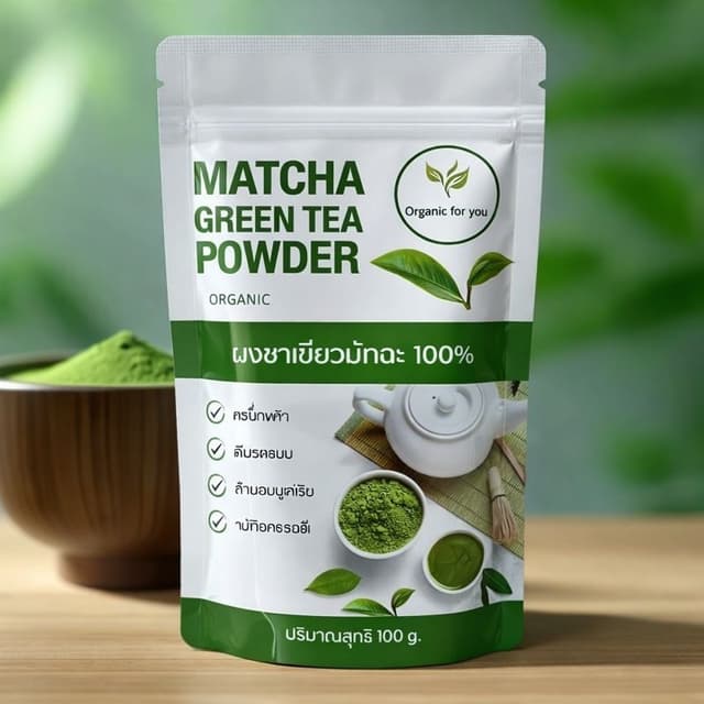 ผงชาเขียวมัทฉะ (Matcha) แท้100% (ร้านหลัก) ออร์แกนิค ฟอร์ยู 