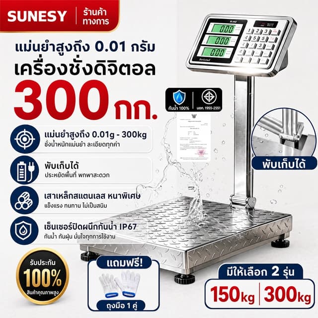【รับประกัน2ปี】ตาชั่งดิจิตอล เครื่องชั่งน้ำหนัก LED150kg/300k
