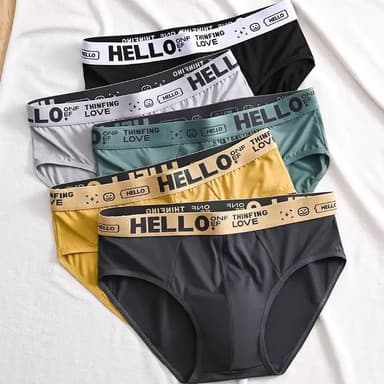กางเกงในชาย ขาเว้าลายhello เนื้อผ้านิ่ม ยืดหยุ่นได้ในทุกการเคลื่อนไหว สวมใส่สบาย ระบายอากาศได้ดี NY074