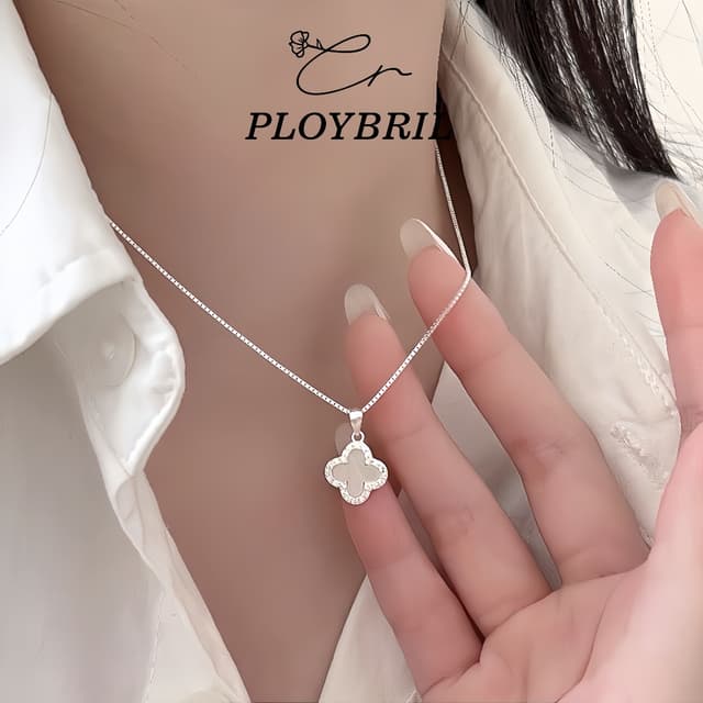สร้อยคอเงินแท้ Fritillary Clover จี้โคลเวอร์ สร้อยคอแฟชั่น ส