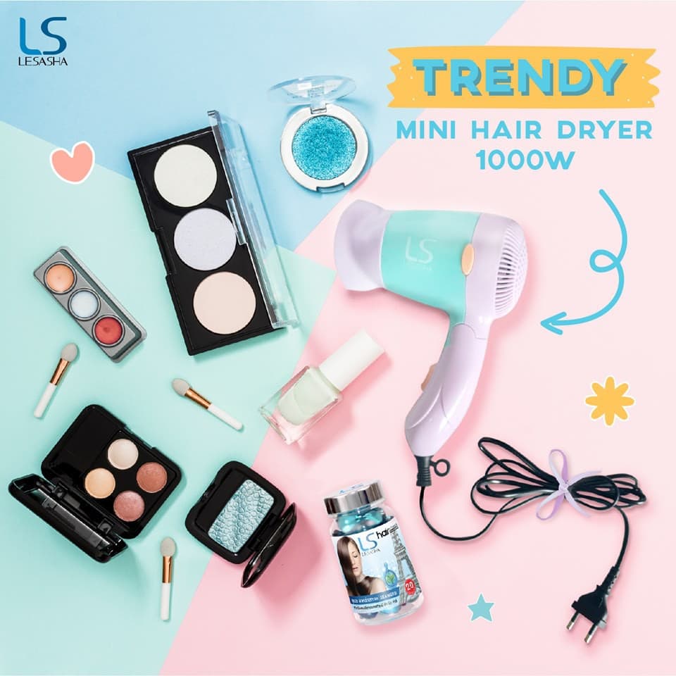 Lesasha เลอซาช่า ไดร์เป่าผม ไดร์เป่าผมพับได้ TRENDY HAIR DRYER Powerful DC 1000W ปรับแรงลม 2 ระดับ 10LS00099 https://wayoza.com