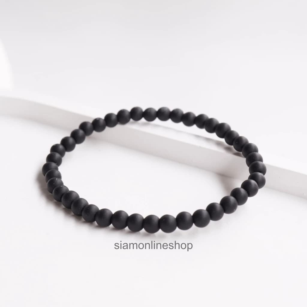 MATT ONYX นิลดำแบบด้าน เลือกขนาดเม็ดหินได้ ( 4-10 มม. ) หินแห่งอำนาจบารมี นิลแท้ สร้อยข้อมือหินนำโชค https://wayoza.com