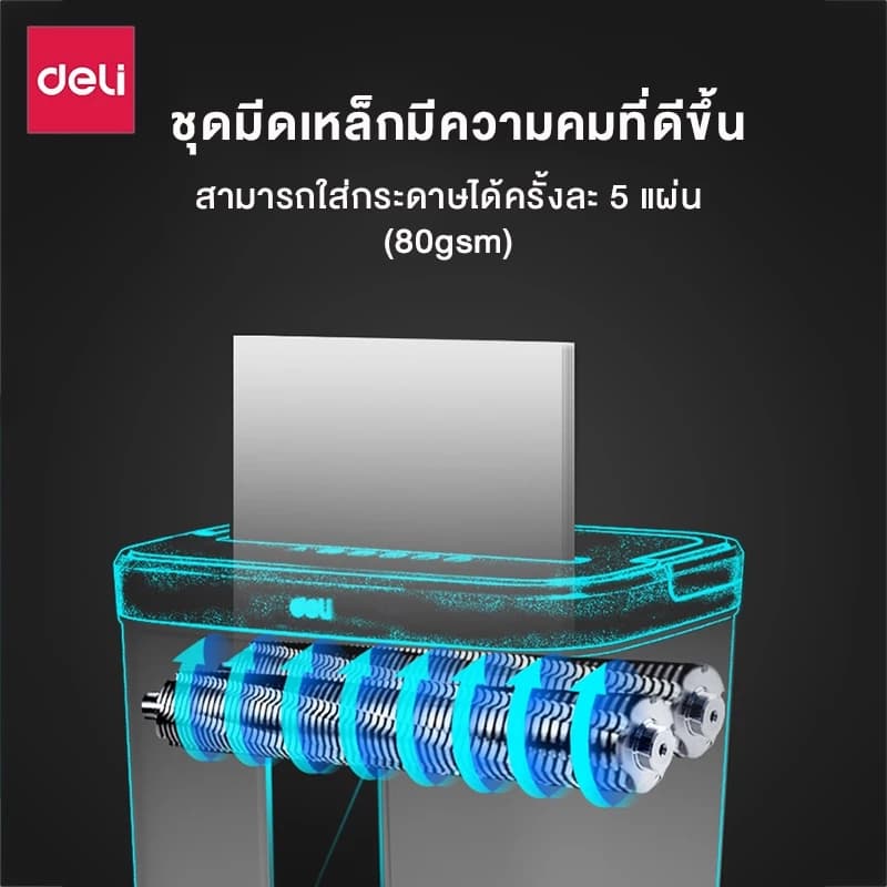 Deli E9939 เครื่องทำลายเอกสาร 12 ลิตร เครื่องย่อยกระดาษ ขนาด A4 5 แผ่น อุปกรณ์สำนักงาน paper shredder https://wayoza.com