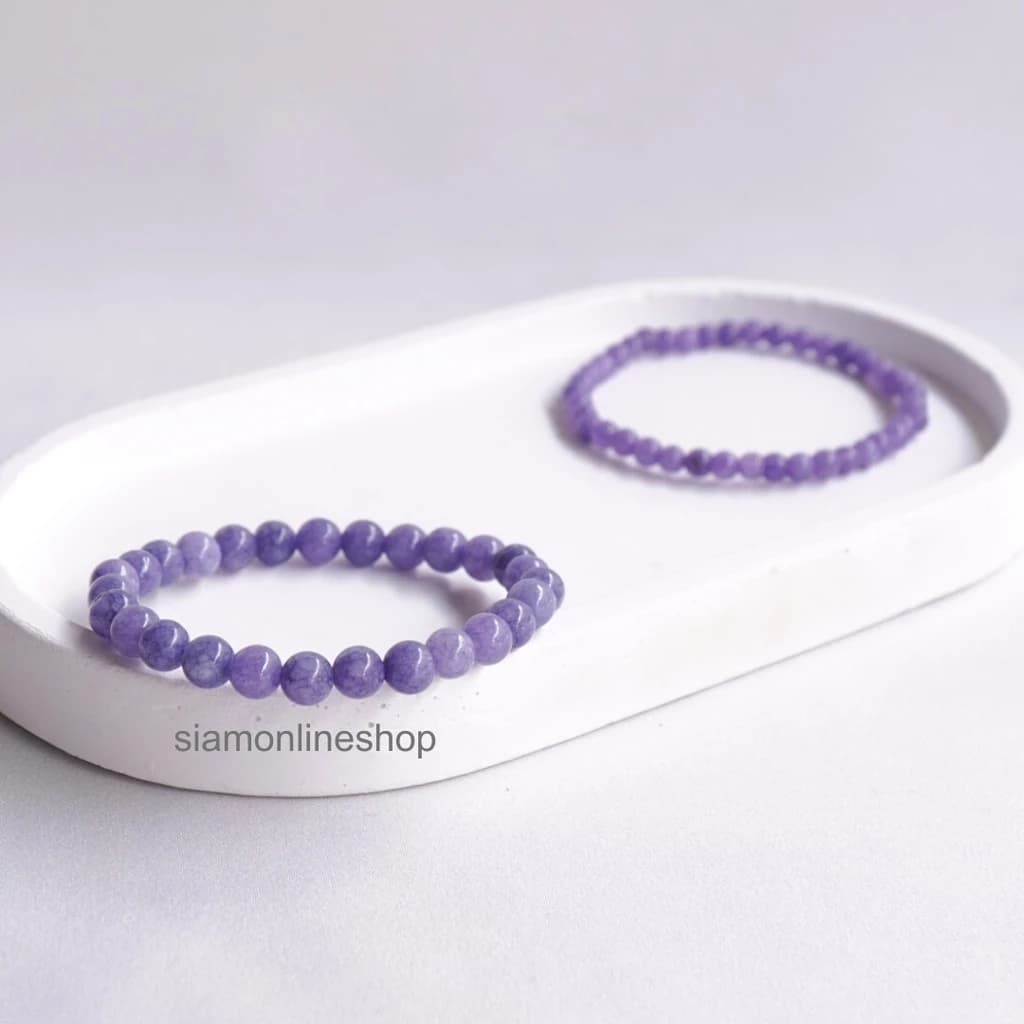 LAVENDER หินลาเวนเดอร์ เลือกขนาดเม็ดหินได้ (4-14 มม.)กำไลม่วง purple string สร้อยข้อมือหินแท้ https://wayoza.com