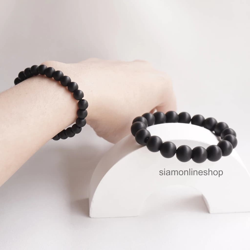 MATT ONYX นิลดำแบบด้าน เลือกขนาดเม็ดหินได้ ( 4-10 มม. ) หินแห่งอำนาจบารมี นิลแท้ สร้อยข้อมือหินนำโชค https://wayoza.com