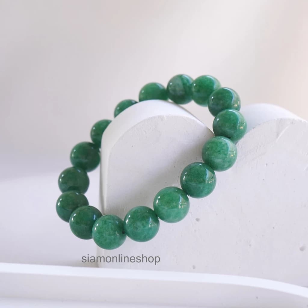 Jade Green Lucky Stone หินมงคล หินโทนสีเขียวหยก เลือกขนาดเม็ดหินได้ ( 6-14 มม. ) หินแห่งความสงบสุข กำไลหินแท้ https://wayoza.com