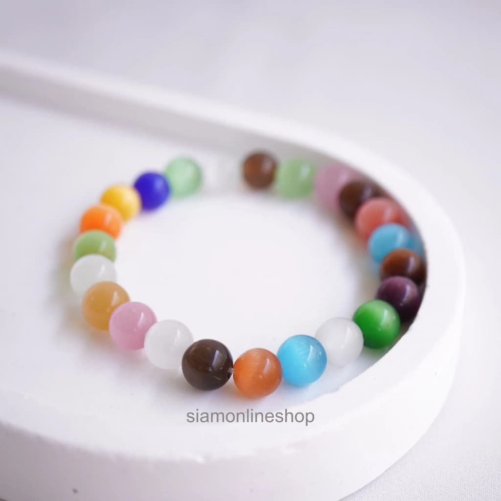 CATEYE หินตาแมว หลากสี เลือกขนาดเม็ดหินได้ สร้อยข้อมือหินแท้ https://wayoza.com