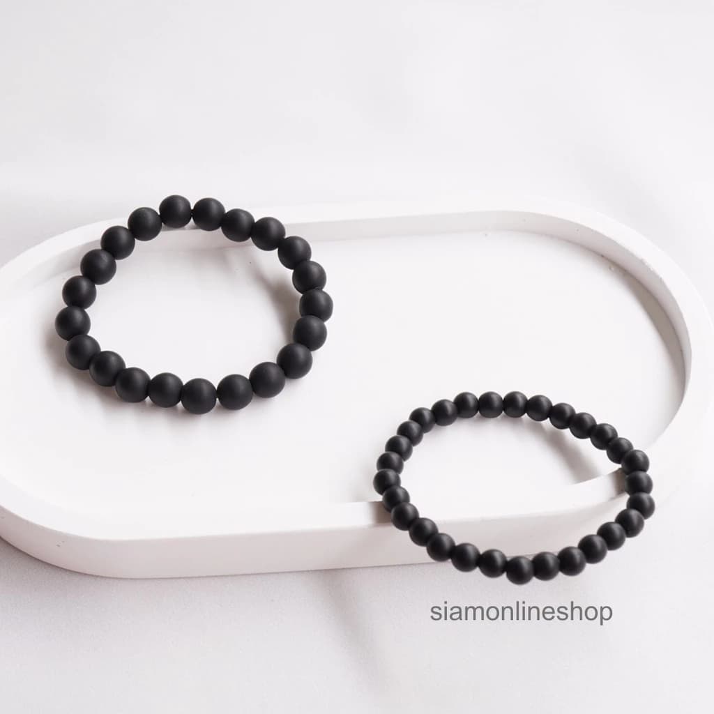 MATT ONYX นิลดำแบบด้าน เลือกขนาดเม็ดหินได้ ( 4-10 มม. ) หินแห่งอำนาจบารมี นิลแท้ สร้อยข้อมือหินนำโชค https://wayoza.com