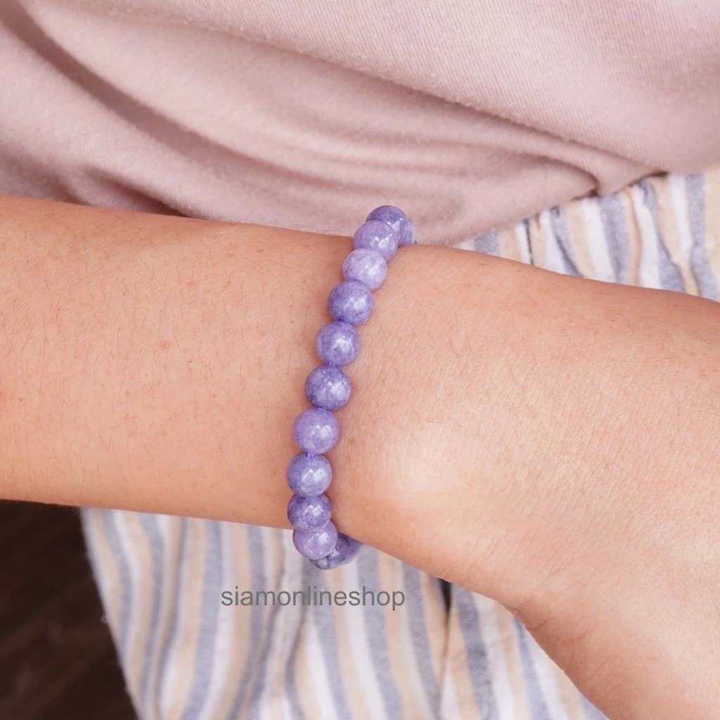 LAVENDER หินลาเวนเดอร์ เลือกขนาดเม็ดหินได้ (4-14 มม.)กำไลม่วง purple string สร้อยข้อมือหินแท้ https://wayoza.com