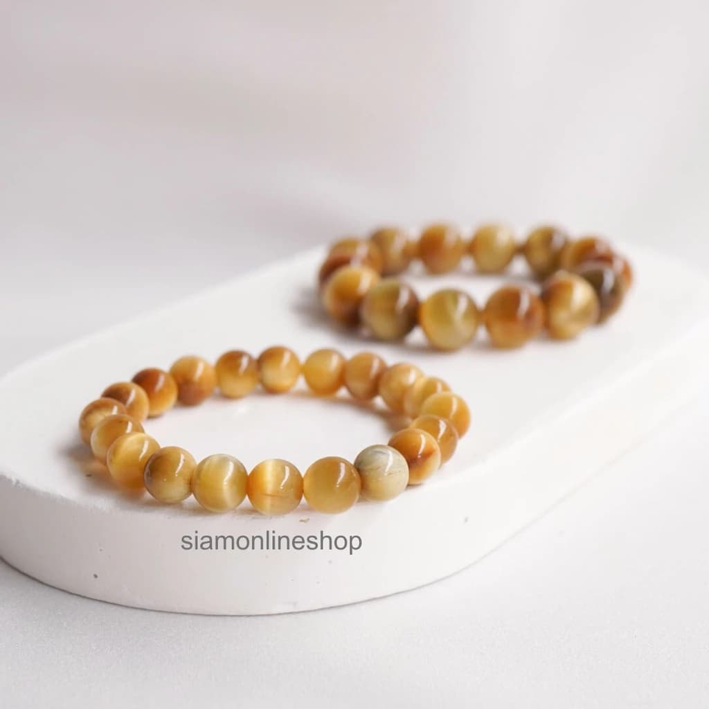 GOLD TIGEREYE ไทเกอร์อาย สีทอง พลอยตาเสือ เลือกขนาดเม็ดหินได้ สร้อยข้อมือหินแท้ https://wayoza.com