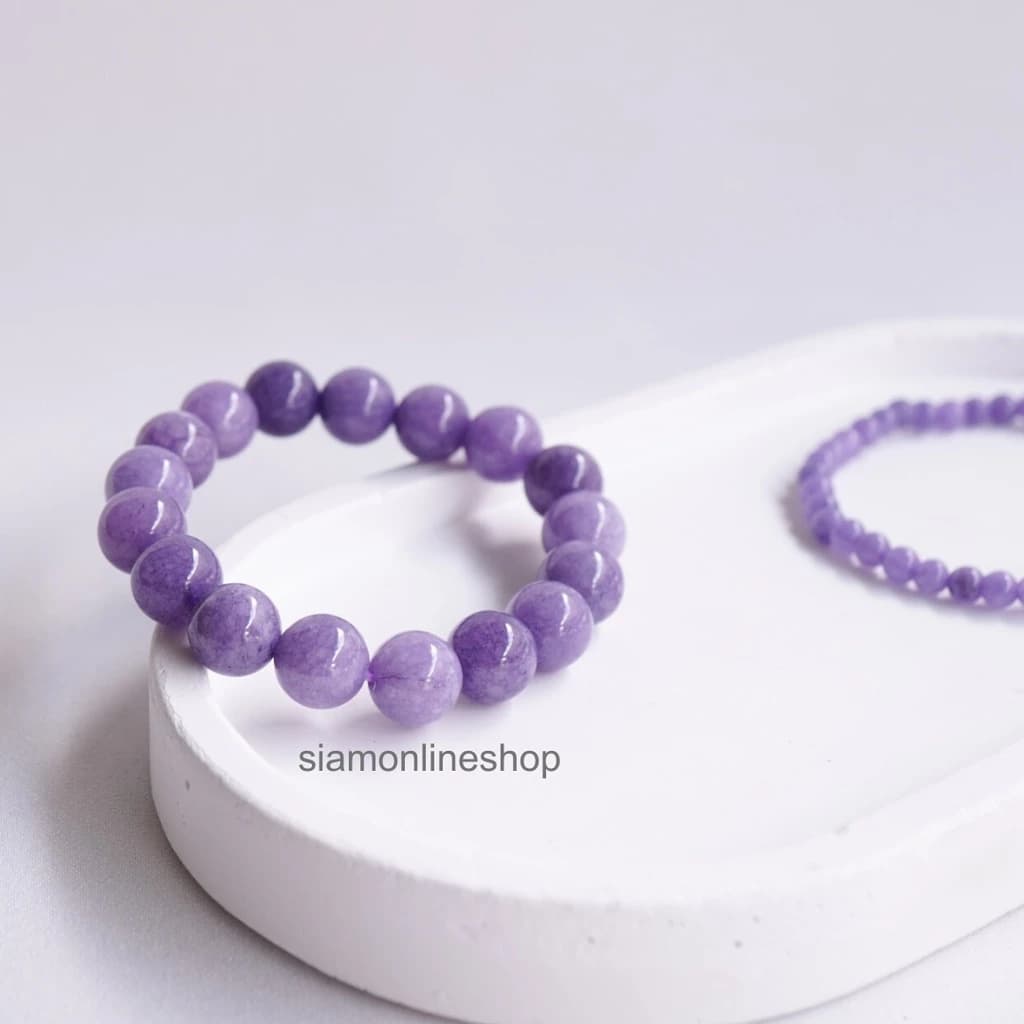 LAVENDER หินลาเวนเดอร์ เลือกขนาดเม็ดหินได้ (4-14 มม.)กำไลม่วง purple string สร้อยข้อมือหินแท้ https://wayoza.com