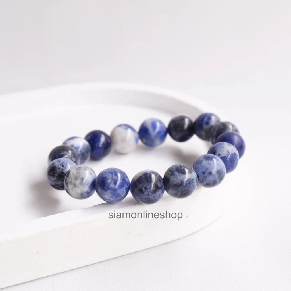 SODALITE หิน โซดาไลท์ เลือกขนาดเม็ดหินได้ (4-12 มม.) สร้อยข้อมือหินแท้ https://wayoza.com