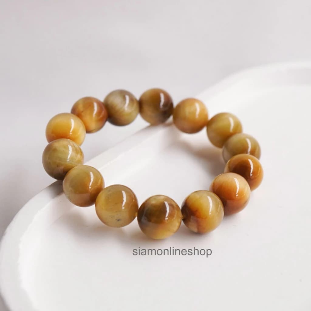 GOLD TIGEREYE ไทเกอร์อาย สีทอง พลอยตาเสือ เลือกขนาดเม็ดหินได้ สร้อยข้อมือหินแท้ https://wayoza.com