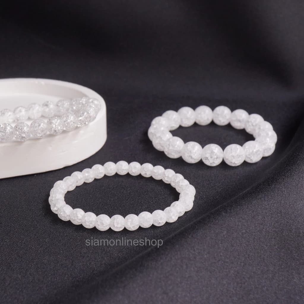 ICEQUARTZ หินเกล็ดหิมะ ไอซ์ควอตซ์ เลือกขนาดเม็ดหินได้ (4-16 มม.) หินแห่งการชำระล้าง สร้อยข้อมือหินแท้ https://wayoza.com