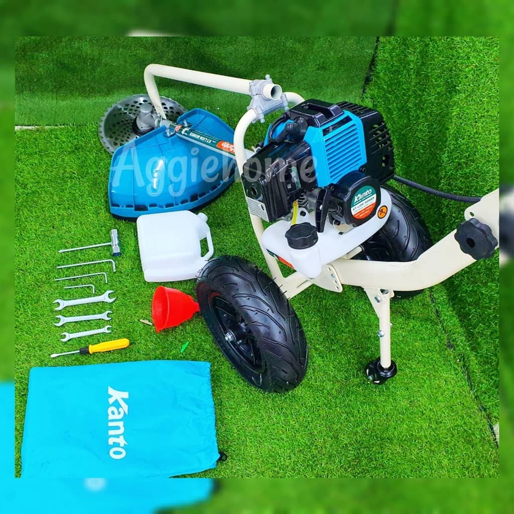 KANTO รถเข็นตัดหญ้า 2 จังหวะ รุ่น KT-LION-MOWER เครื่องยนต์ (49.4 cc | 4 HP | 2.9 กิโลวัตต์ | 7000 RPM) เครื่องตัดหญ้า https://wayoza.com