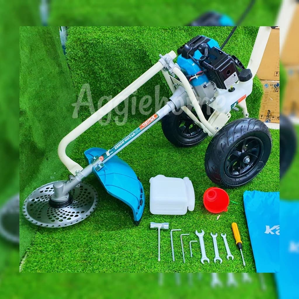 KANTO รถเข็นตัดหญ้า 2 จังหวะ รุ่น KT-LION-MOWER เครื่องยนต์ (49.4 cc | 4 HP | 2.9 กิโลวัตต์ | 7000 RPM) เครื่องตัดหญ้า https://wayoza.com