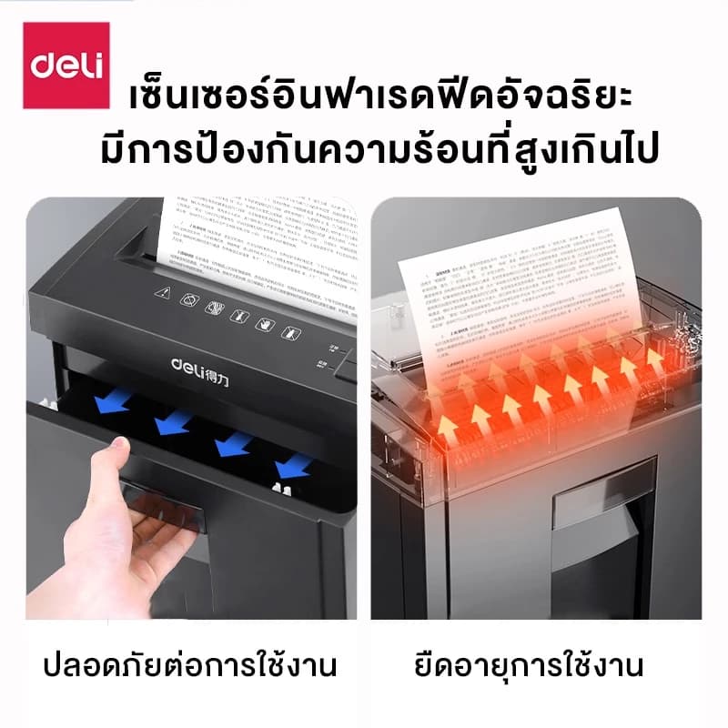 Deli เครื่องทำลายเอกสาร 23 ลิตร เครื่องย่อยกระดาษ ขนาด A4 16 แผ่น อุปกรณ์สำนักงาน Paper Shredder รุ่น E9952 & 27530 & ET051 & ET053 & ET048 & ET058 https://wayoza.com