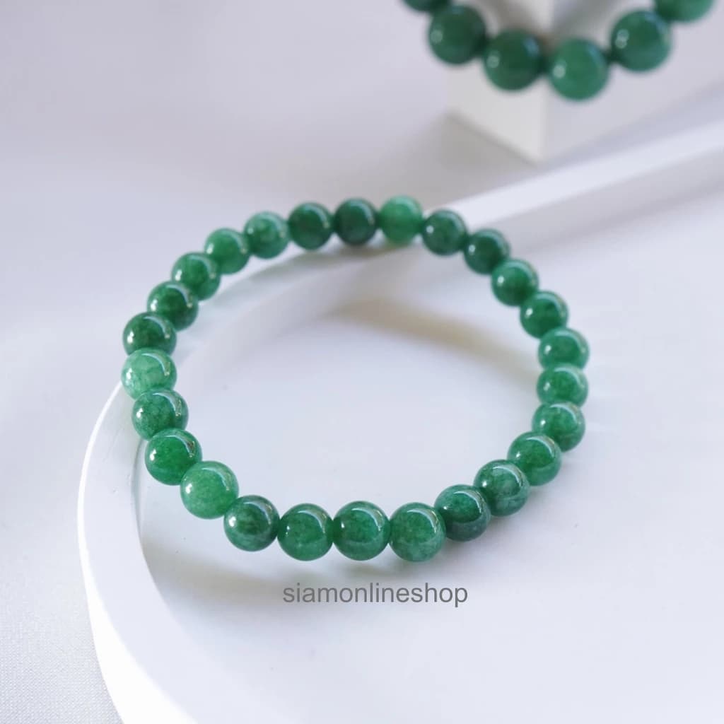 Jade Green Lucky Stone หินมงคล หินโทนสีเขียวหยก เลือกขนาดเม็ดหินได้ ( 6-14 มม. ) หินแห่งความสงบสุข กำไลหินแท้ https://wayoza.com
