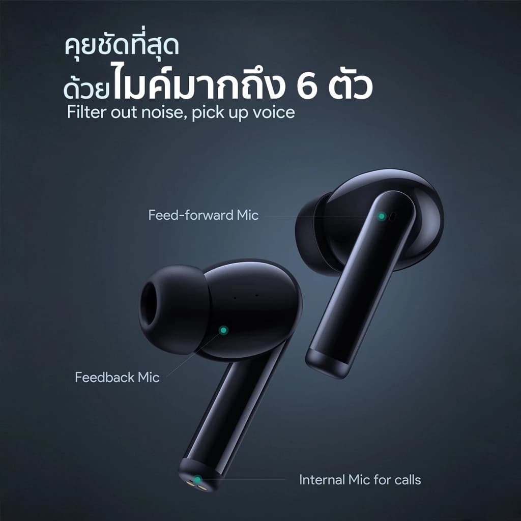 AUKEY EP-N6 หูฟังบลูทูธ True Wireless Bluetooth 5.1  Active Noise Cancelling TWS เบสดี หูฟังไร้สาย ANC ตัดเสียงรบกวน รุ่น EP-N6 https://wayoza.com