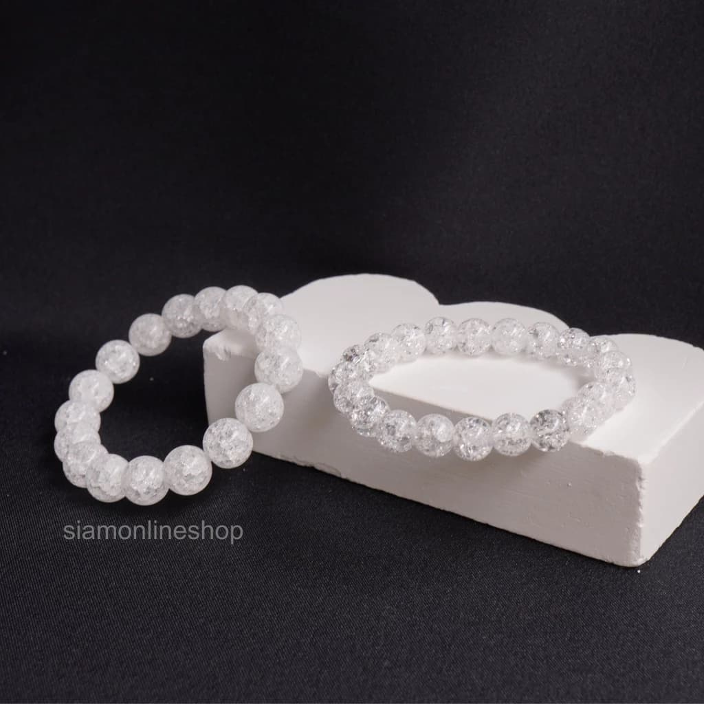 ICEQUARTZ หินเกล็ดหิมะ ไอซ์ควอตซ์ เลือกขนาดเม็ดหินได้ (4-16 มม.) หินแห่งการชำระล้าง สร้อยข้อมือหินแท้ https://wayoza.com